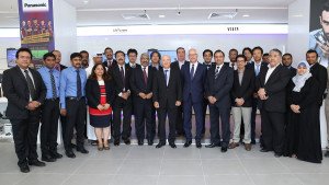Executives from Panatech and Panasonic at the official opening of the showroom in Dubai.