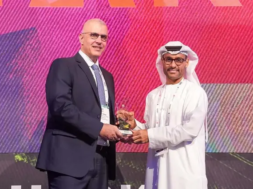 Ned Baltagi of SANS Institute receiving the award from H.E Dr. Mohamed Al Kuwaiti, Head of Cybersecurity, UAE Government at GISEC Global 2023